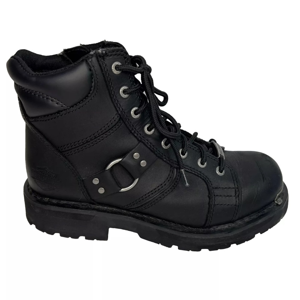 HARLY DAVIDSON MOTORCYCLING BOOTS SIDE ZIPPER LACE UP MADDY SIZE 6M